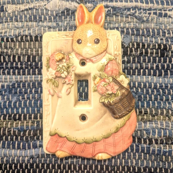 Vintage "Takakashi" San Francisco Bunny Rabbit Ceramic Light Switch Cover - Picture 6 of 6